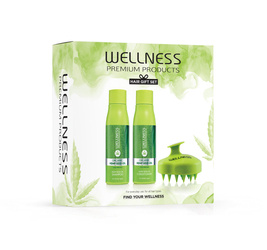 WELLNESS PREMIUM PRODUCTS grönt kit (schampo 500ml, balsam 500ml, grön hårmassageapparat)