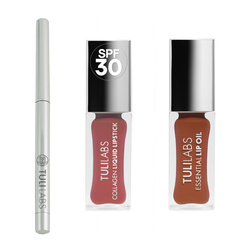 TULI LABS Set (Lipliner 05, Kollagen-Lippenstift SPF30 Nude Mauve 11ml, Lippenöl Cherry Chocolate 7ml)