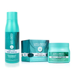 WELLNESS PREMIUM PRODUCTS Tief Feuchtigkeit Set (Shampoo 500ml, Maske 500 ml + 4 Ampullen GESCHENK)