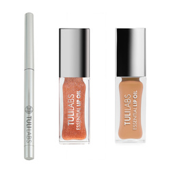 TULI LABS sett (leppepenn 03, leppeolje Amber Sparkle 7ml, leppeolje Caffe Latte 7ml)