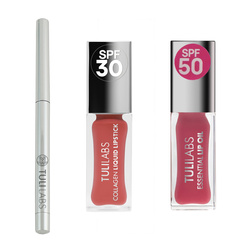 TULI LABS sett (leppepenn 01, kollagen-leppestift SPF30 Pure Nude 11ml, leppeolje SPF50 Pinky Mood 7ml)