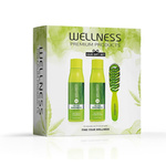 WELLNESS PREMIUM PRODUCTS Intensive fuktighetssett for hår (sjampo 500 ml | balsam 500 ml | grønn børste - liten)